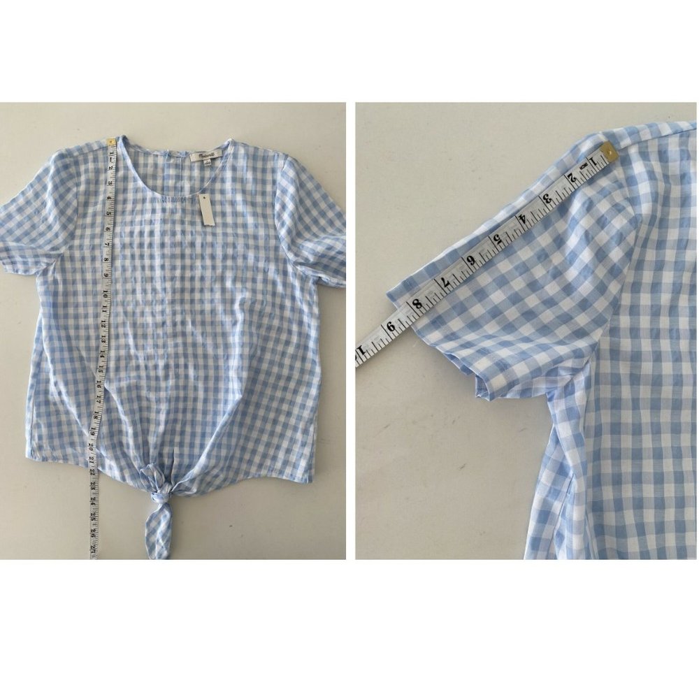 NWT Madewell Button-Back Tie Tee in Gingham Check - Picture 7 of 8